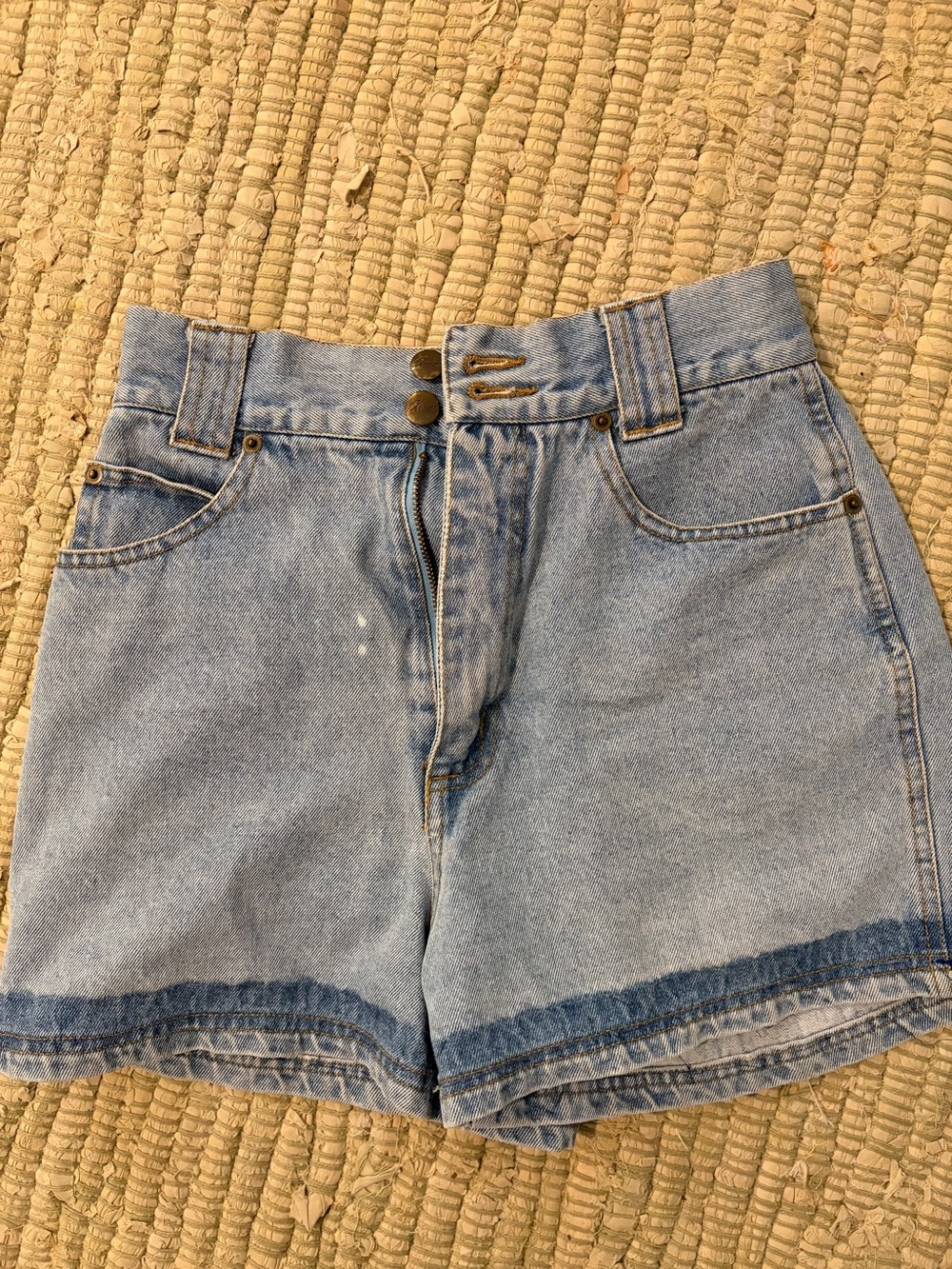 High-Waist Distressed Light Blue Denim Shorts Size 5